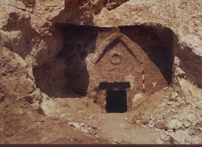 The Inner Façade of Talpiot Tomb A with the outer chamber blown away by the explosion. 